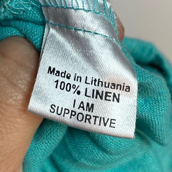 FLAX Aqua 100% Linen Pants Small - Picture 4 of 5